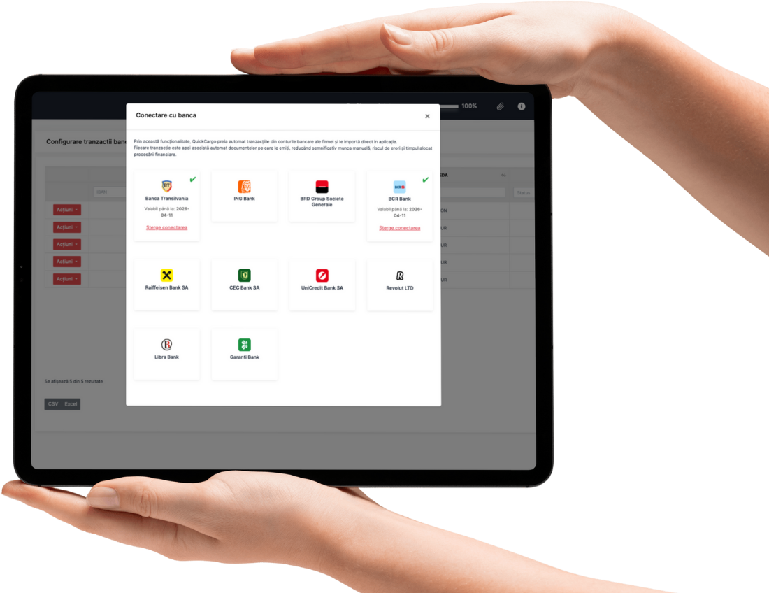qcAccounts – dashboard tranzacții